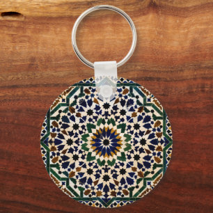 Chaveiro Padrão de Azulejo Zellige Marroquino Pulseira Quad