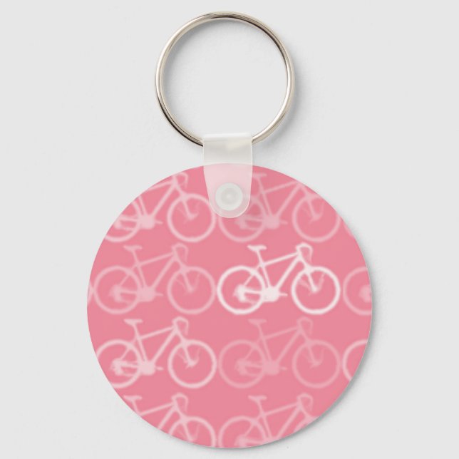 Chaveiro padrão de bicicletas rosa (Frente)