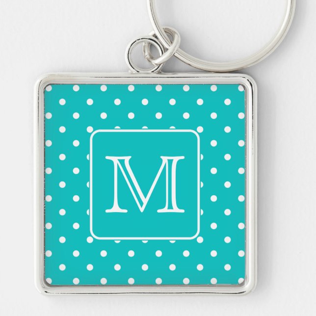Chaveiro Padrão de Bolinhas branca e lacrimogênea. Monogram (Frente)