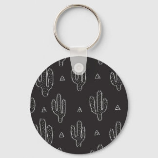 Chaveiro Padrão de Cactus Preto Desenhado à Mão