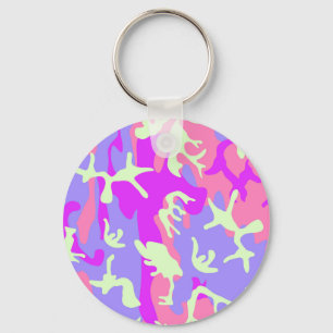 Chaveiro Padrão de camuflagem rosa fofo