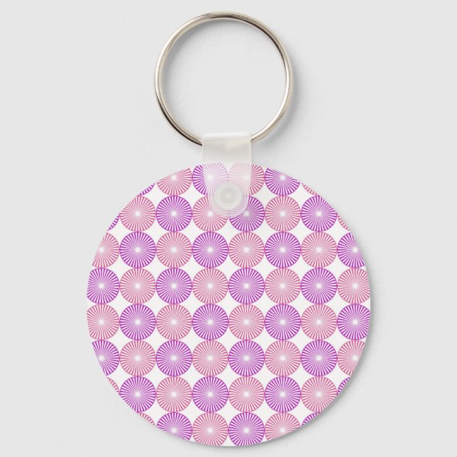 Chaveiro Padrão de círculos rosa e roxo (Frente)