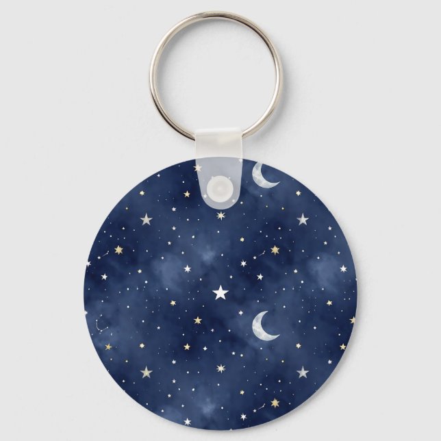 Chaveiro Padrão de Constelações da Lua da Noite Estrelada (Frente)