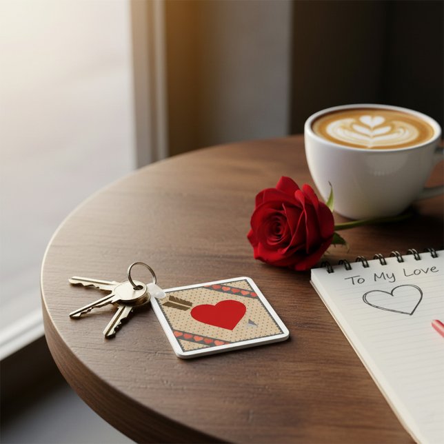 Chaveiro Padrão de Coração Cupido com Namorados Românticos  (Criador carregado)