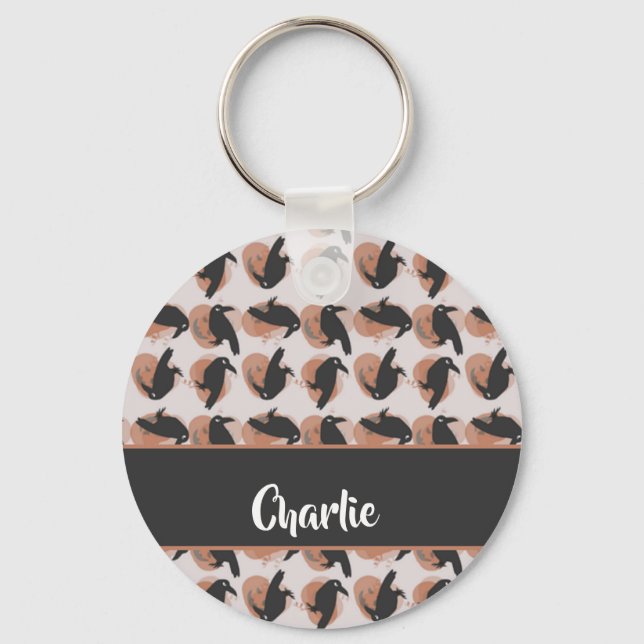 Chaveiro Padrão de coroa de nome personalizado (Frente)