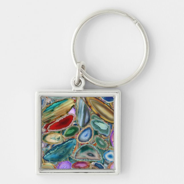 Chaveiro Padrão de cristal de Geodes - Multicoloração (Frente)