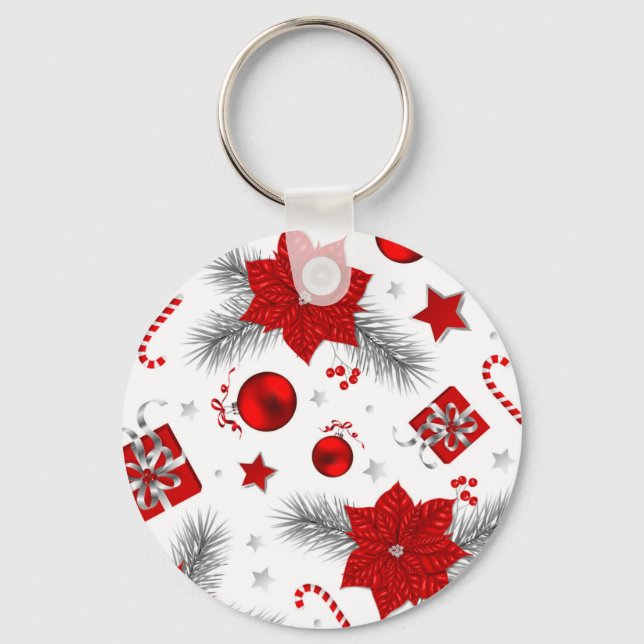 Chaveiro Padrão de decoração de Natal (Frente)