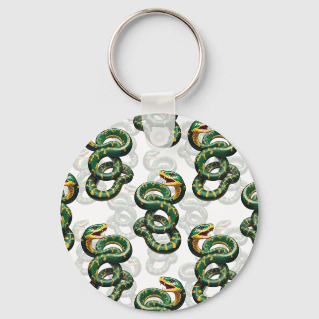 Chaveiro Padrão de Design de Cobras - Branco (Frente)