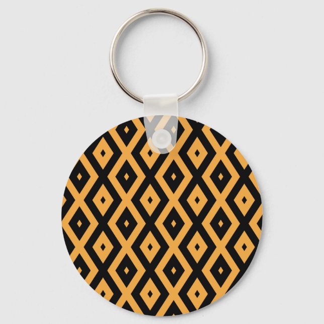 Chaveiro Padrão de diamante amarelo e preto (Frente)