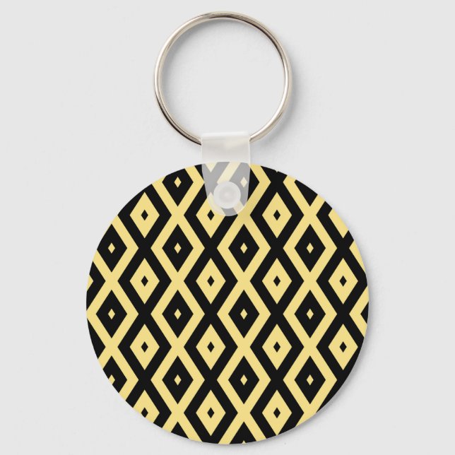 Chaveiro Padrão de diamante amarelo-limão e preto (Frente)