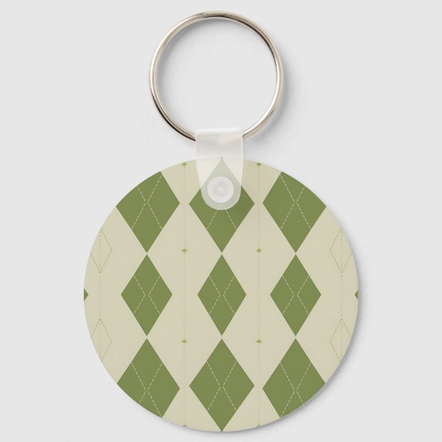 Chaveiro Padrão de Diamante Argyle Verde Oliva (Frente)