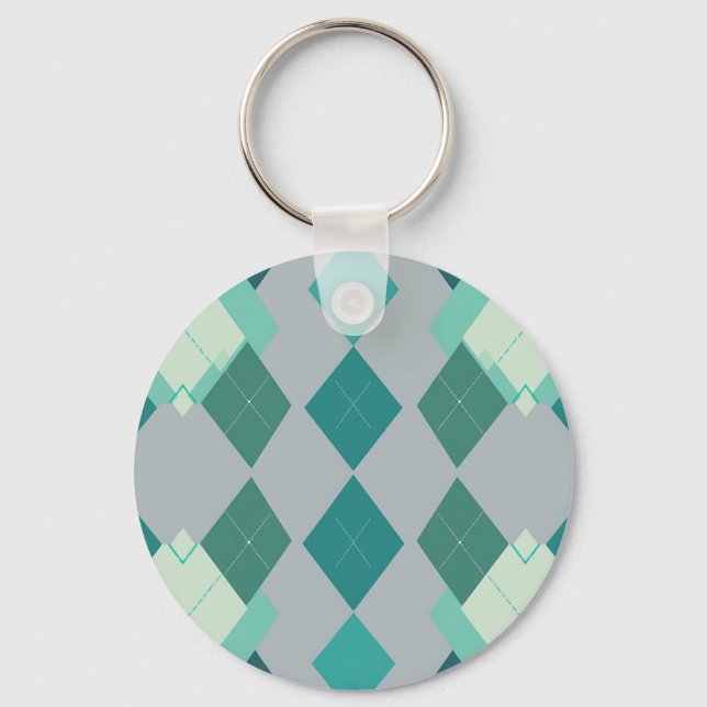 Chaveiro Padrão de Diamante Argyle Verde Turquesa (Frente)