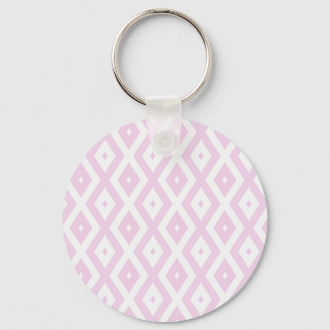 Chaveiro Padrão de diamante branco e rosa pálido (Frente)