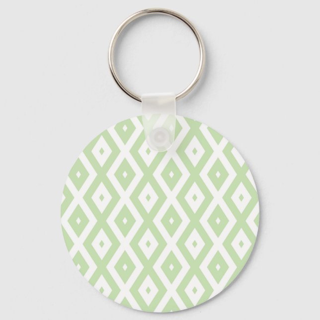 Chaveiro Padrão de diamante branco e verde claro (Frente)