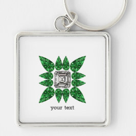 Chaveiro Padrão de Diamante em forma de pera verde
