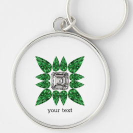 Chaveiro Padrão de Diamante em forma de pera verde