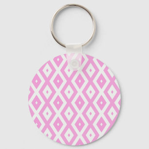 Chaveiro Padrão de diamante rosa e branco