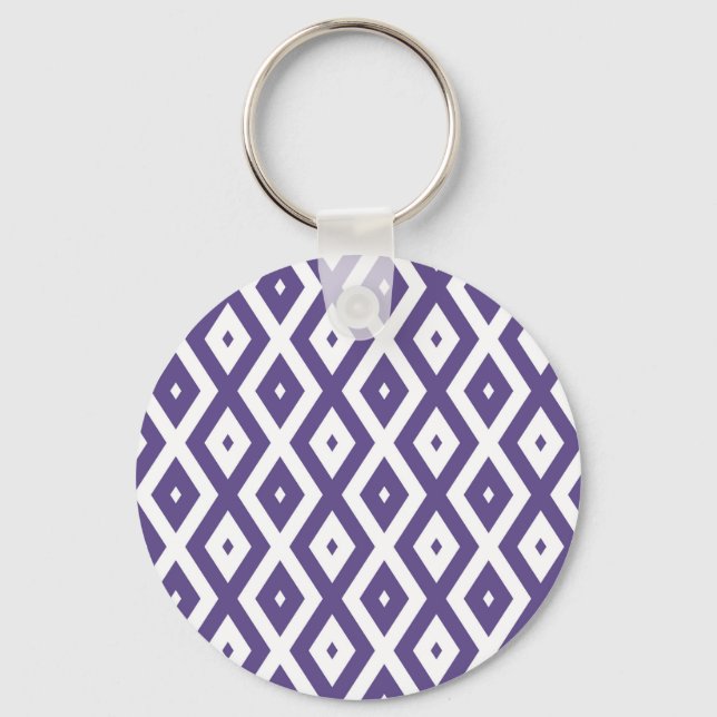 Chaveiro Padrão de diamante ultra violeta e branco (Frente)