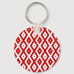 Chaveiro Padrão de diamante vermelho e branco