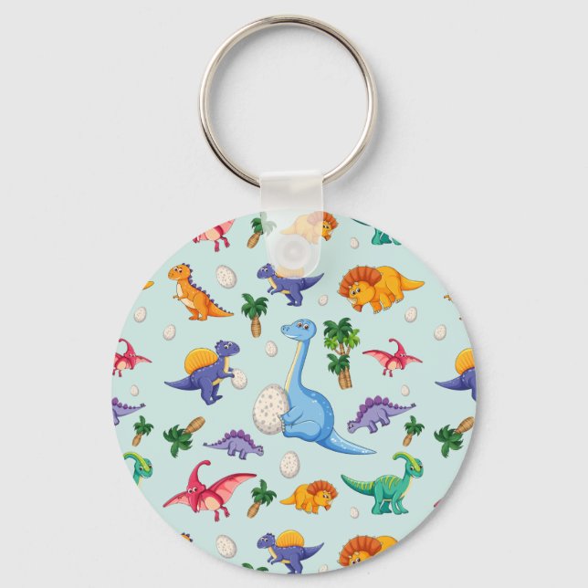 Chaveiro Padrão de Dinossauro Corajoso (Frente)