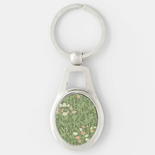 Chaveiro Padrão de Ervilha Doce William Morris Botânico Vin (Frente)