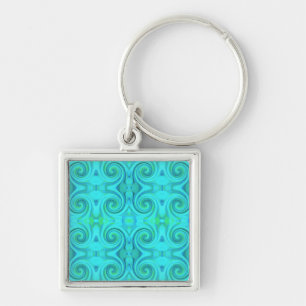 Chaveiro Padrão de espiral de Arte Líquida de Abstrato Az