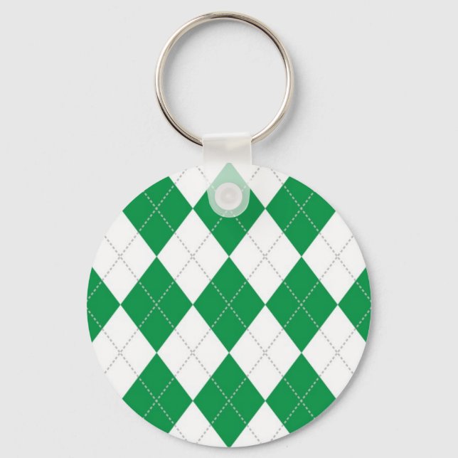 Chaveiro Padrão de Estilo Verde e Branco (Frente)