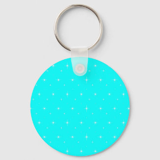 Chaveiro Padrão de Estrelas Brilhantes Aqua-Turquesa-Verde