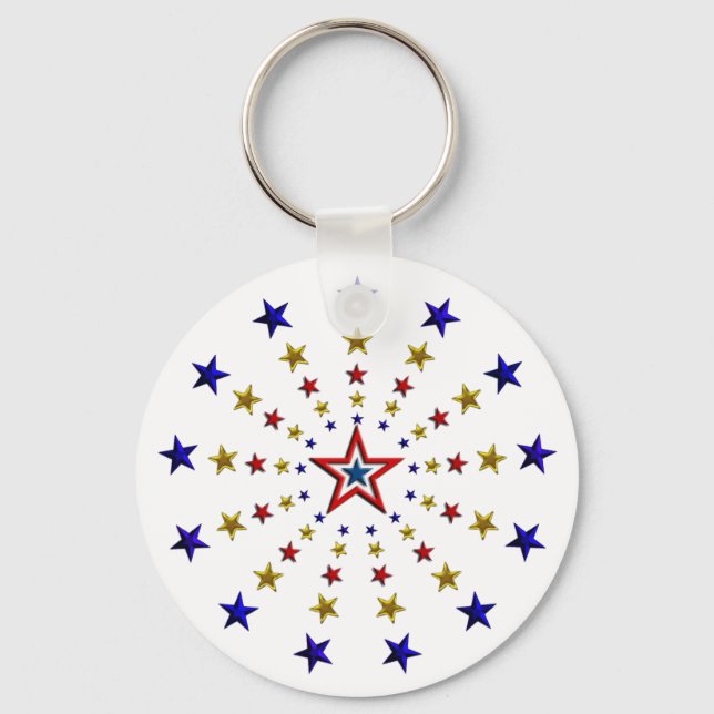Chaveiro Padrão de Estrelas Patrióticas (Frente)