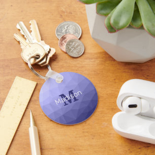 Chaveiro Padrão de fibra azul muito peri púrpura monogram