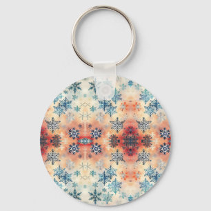 Chaveiro Padrão de Flocos de Neve Vintage - Pingente de Cha