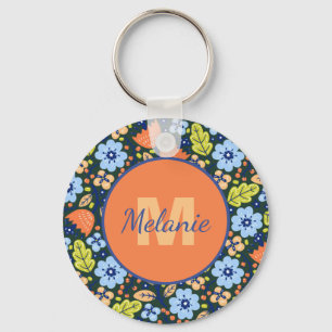 Chaveiro Padrão de Flor Bonito Moderno Colorido Personaliza