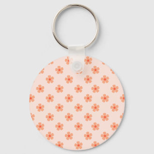 Chaveiro Padrão de Flor de Pêssego Fofo Estética Floral Min