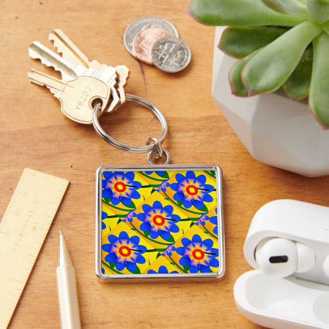 Chaveiro Padrão de Flores de Abstrato Bonito (Mesa)