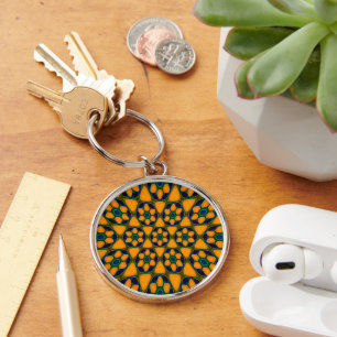 Chaveiro Padrão de Flores de Abstrato exclusivo