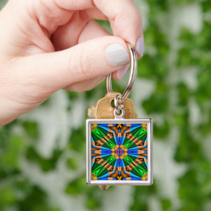Chaveiro Padrão de Flores de Abstrato exclusivo
