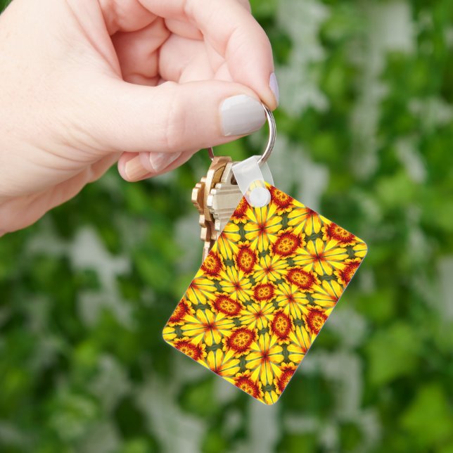 Chaveiro Padrão de Flores de ouro (Mão)