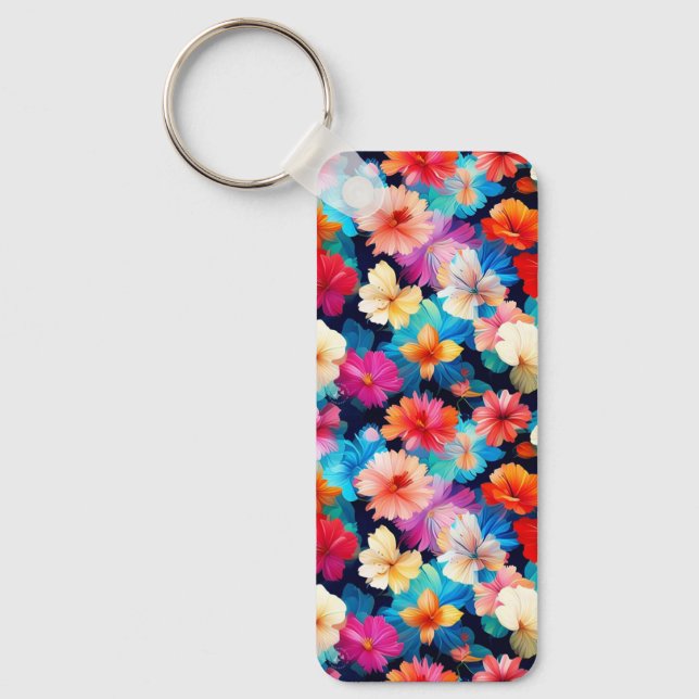 Chaveiro Padrão de Flores Multicoloridas Florais-37566 (Frente)