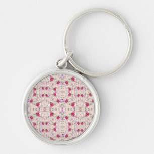 Chaveiro Padrão de flores vermelhas rosadas Arte