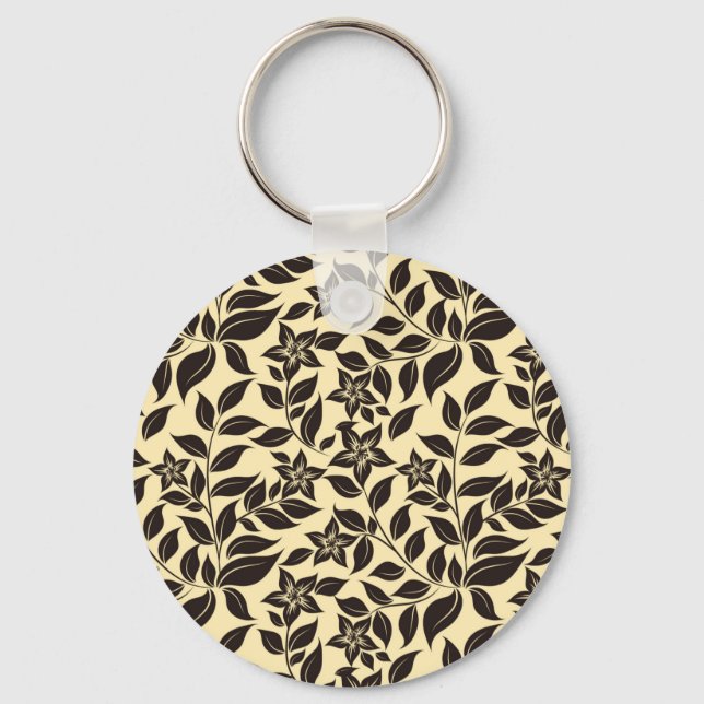 Chaveiro Padrão de Folhas Florais-23756 (Frente)