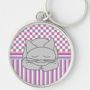 Chaveiro Padrão de Gato de Cinzas Dormindo
