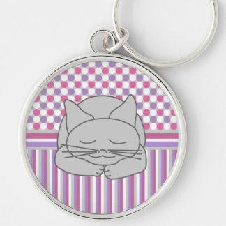 Chaveiro Padrão de Gato de Cinzas Dormindo