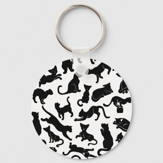 Chaveiro Padrão de Gato Preto (Frente)