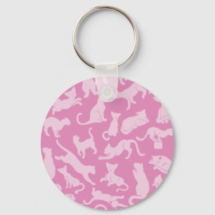 Chaveiro Padrão de Gato Rosa