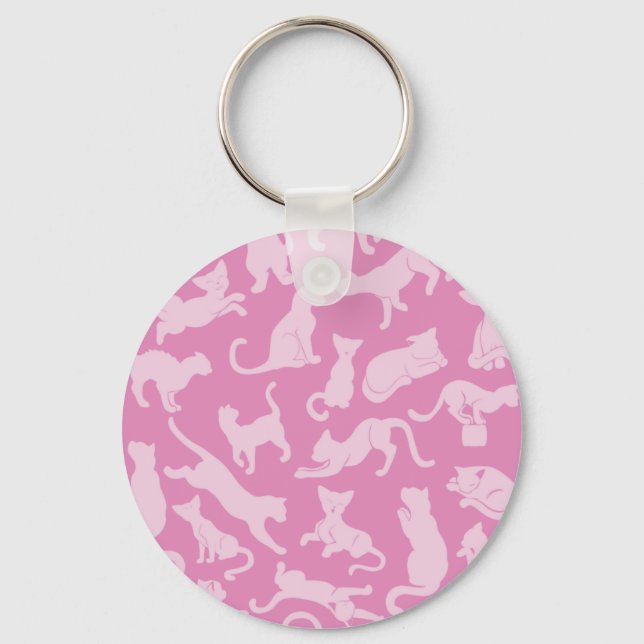 Chaveiro Padrão de Gato Rosa (Frente)