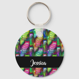 Chaveiro Padrão de gatos gradiente coloridos