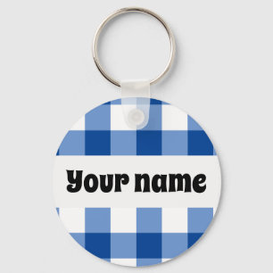 Chaveiro Padrão de gingham azul