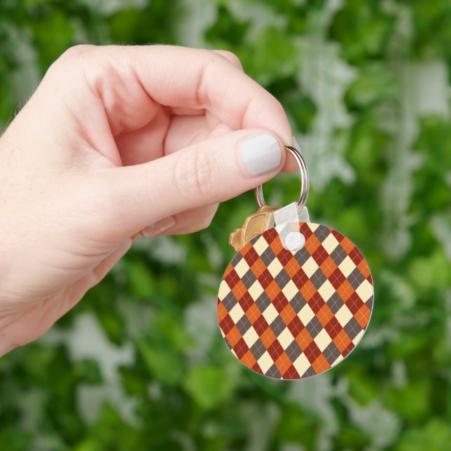 Chaveiro Padrão de Gingham de outono (Mão)