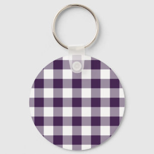 Chaveiro Padrão de Gingham Púrpura e Branca