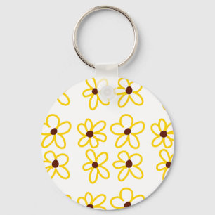 Chaveiro Padrão de girassol castanho-amarelo ventre floral 
